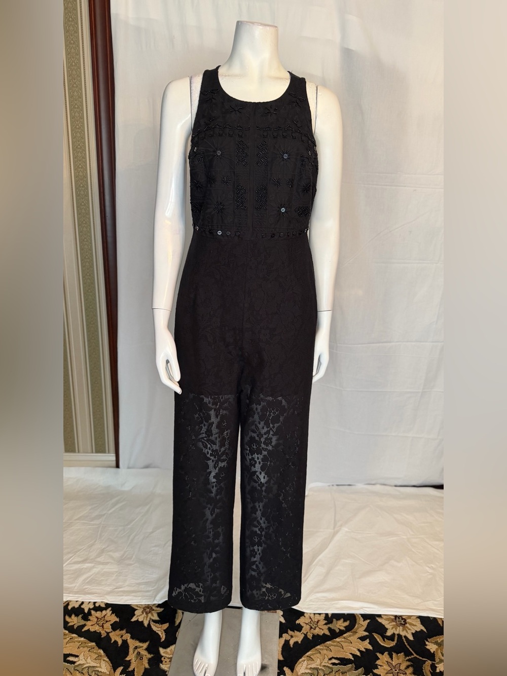 Desigual Black Embroidered Lace Jumpsuit